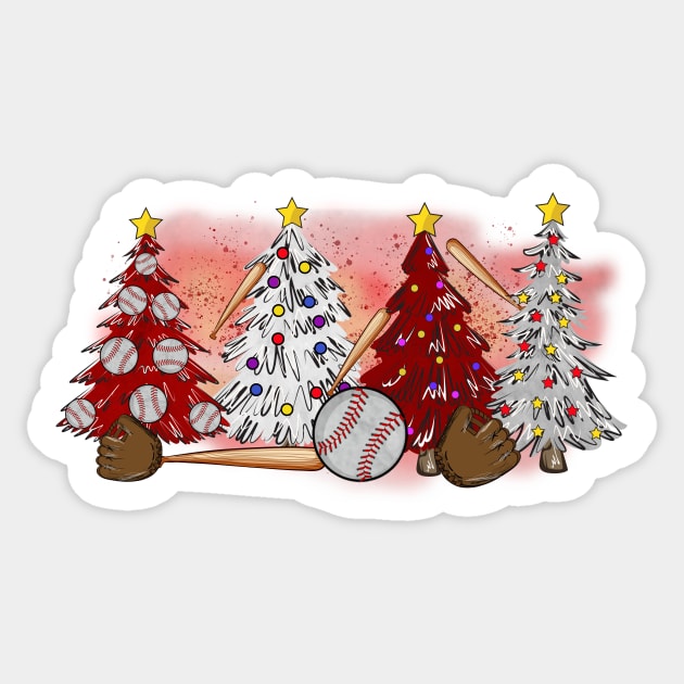 Softball Christmas Trees Xmas Gifts Sticker by The WYLD Tribe